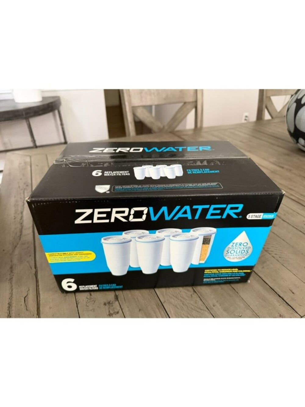 ZeroWater Replacement Filters 6 Pack BPA-Free Replacement Water Filters 5 Stage